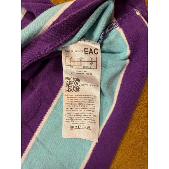 GUESS‎ Los Angeles Mens Striped T Shirt Purple Aqua White Size L - Picture 8 of 12